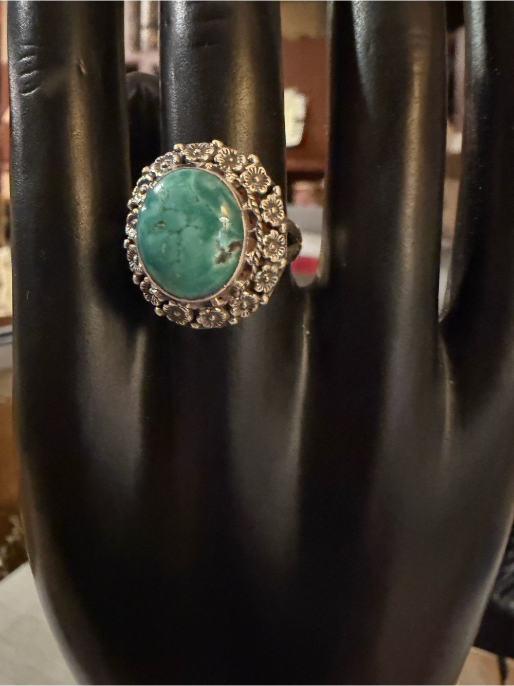 Sterling Silver 925 Ring Oval Shape Hubei Turquoise Stone Size 8.5
